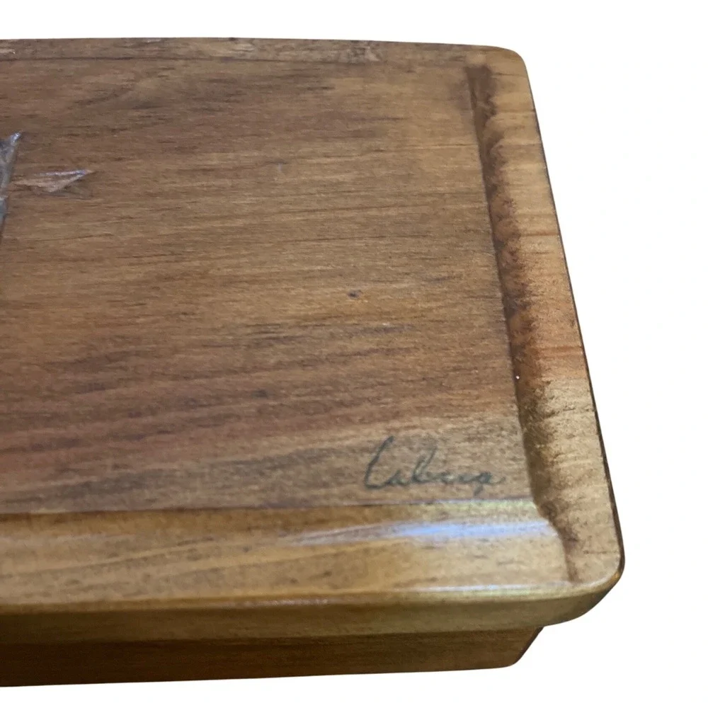 Gerard Craft Wood Products‎ Hinged Trinket Box Cross Carving Artist Signed